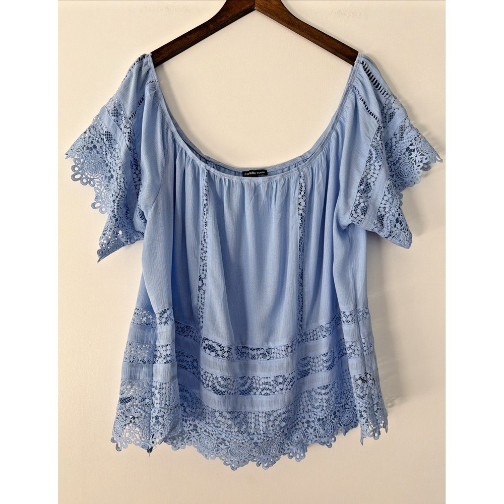 Charlotte Russe Boho Beach Cottage Peasant Blouse Size 2X Crochet Lace Hippie